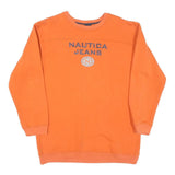 NAUTICA Mens Orange Sweatshirt XL Crew Neck Cotton Pullover Casual Wear