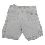 CARHARTT Mens Shorts Grey Casual Cotton Blend XL W32 Workwear Cargo Pockets