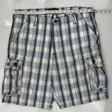 Lee Checked Cargo Shorts - 38W 11L Blue Cotton