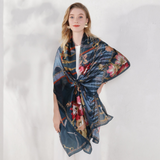 Anyyou 100% Mulberry Silk Spruce Blue Long Scarf for Women Luxury Beach Shawl Swimwear Cover-Up Pashmina Wrap Foulard