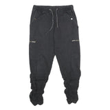 REDEFINED REBEL Mens Regular Black Cargo Drawstring Trousers W28 L28 Ruched Leg
