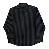 Quiksilver Striped Shirt - Large Black Cotton