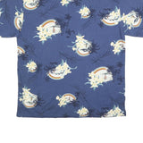 REEL LEGENDO Mens Blue Floral Print Short Sleeve Polo Shirt XL Cotton Blend