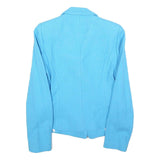 ZARA Womens Blue Button Cotton Blazer XS Tailored Jacket Formal Textured
