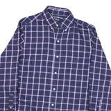 CHAPS Mens Blue & Purple Checked Shirt S Button-Down Collar Cotton Blend