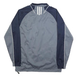 ADIDAS Mens Grey & Navy Basketball Jacket M Polyester Zip Classic Sport