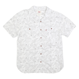 LEVI'S Mens White & Grey Floral Print Cotton Blend Shirt M Summer Casual
