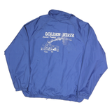 PORT & COMPANY Mens Blue Button Jacket XL Nylon Plain Lightweight Casual