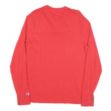 CHAMPION Mens Red Long Sleeve Crew Neck Logo T-Shirt M Cotton Blend Casual