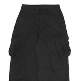 Black Womens Relaxed Cargo Cotton Blend Trousers W28 L25 Casual Wear