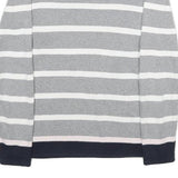 TOMMY HILFIGER Womens Grey & White Striped Plain Crew Neck Cotton Jumper M