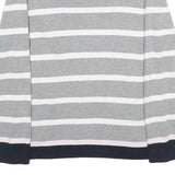 TOMMY HILFIGER Womens Grey & White Striped Plain Crew Neck Cotton Jumper M