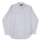 POLO RALPH LAUREN Mens Blue & White Striped Shirt L Classic Cotton Blend Long