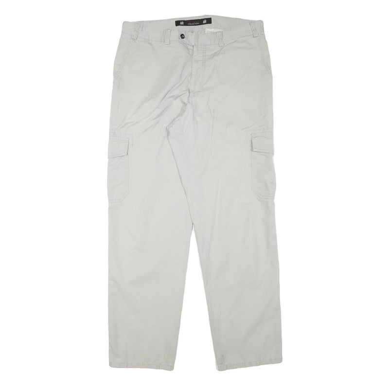 IN LINE COLLECTION Mens Relaxed Cargo Trousers Beige Cotton Blend W34 L31 Casual