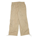 NO BOUNDARIES Mens Cotton Blend Beige Relaxed Cargo Trousers W32 L30 Utility Zip