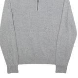 CALVIN KLEIN Mens Grey Pullover Plain 1/4 Zip Jumper Cotton Blend M Slim Fit