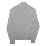CALVIN KLEIN Mens Grey Pullover Plain 1/4 Zip Jumper Cotton Blend M Slim Fit