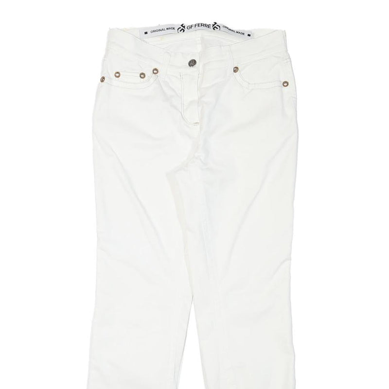 GF FERRE Womens Slim White Jeans Cotton Blend Zip W27 L27 Stylish Classic
