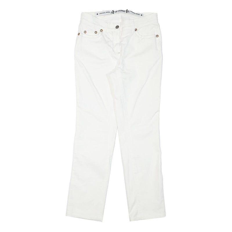 GF FERRE Womens Slim White Jeans Cotton Blend Zip W27 L27 Stylish Classic