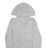 JUICY COUTURE Womens Grey Hoodie S Embroidered Crest Full Zip Casual