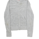 JUICY COUTURE Womens Grey Hoodie S Embroidered Crest Full Zip Casual