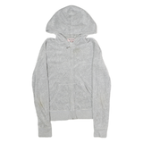 JUICY COUTURE Womens Grey Hoodie S Embroidered Crest Full Zip Casual