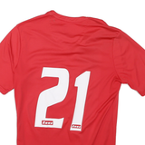 Womens Red T-Shirt M Short Sleeve Round Neck Sports Jersey Number 21