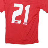 Womens Red T-Shirt M Short Sleeve Round Neck Sports Jersey Number 21