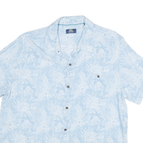 HAVANA JIM Mens Blue & White Rayon Shirt XL Tropical Floral Pattern Casual