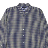 TOMMY HILFIGER Mens Blue Beige Check Shirt XL Button-Down Collar Long Sleeve