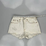 Levis Denim Shorts - 26W UK 6 White Cotton