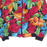 TAN JAYS Womens Black Tropical Print Jacket M Polyester Zip Bomber Lightweight
