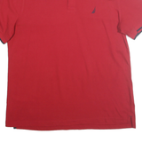 NAUTICA Mens Red & Navy Short Sleeve Basic Polo Shirt L Cotton Blend