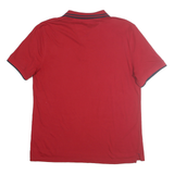 NAUTICA Mens Red & Navy Short Sleeve Basic Polo Shirt L Cotton Blend