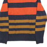 TOMMY HILFIGER Boys Navy & Orange Brown Striped Pattern Plain Crew Neck Basic