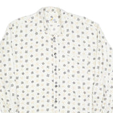 COLDOR Mens White & Grey Patterned Shirt XL Cotton Blend Long Sleeve Casual