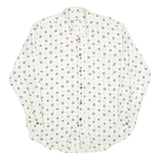 COLDOR Mens White & Grey Patterned Shirt XL Cotton Blend Long Sleeve Casual