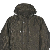 TOMMY HILFIGER Mens Dark Green Jacket L Polyester Blend Plain Hooded Zip Pockets