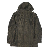 TOMMY HILFIGER Mens Dark Green Jacket L Polyester Blend Plain Hooded Zip Pockets