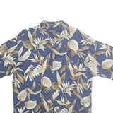 VAN HEUSEN Mens Blue Cream Leaf Pattern Rayon Shirt M Tropical Casual Short