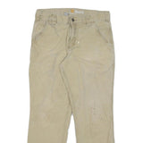 CARHARTT Mens Cotton Blend Beige Relaxed Straight Trousers W32 L30 Workwear