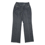 Womens Regular Fit Black Cotton Blend Zip Trousers W26 L31 Stylish