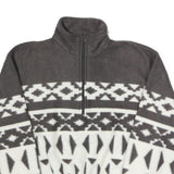 TRADER BAY Mens Grey & White Patterned Fleece Jacket M Polyester Zip Neck