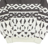 TRADER BAY Mens Grey & White Patterned Fleece Jacket M Polyester Zip Neck
