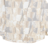 SIEDEN STICKER Mens Beige & Grey Abstract Pattern Shirt XL Polycotton Long