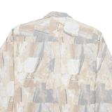 SIEDEN STICKER Mens Beige & Grey Abstract Pattern Shirt XL Polycotton Long