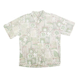 COOKE STREET Mens Green & Beige Hawaiian Shirt L Cotton Short Sleeve Casual