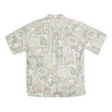 COOKE STREET Mens Green & Beige Hawaiian Shirt L Cotton Short Sleeve Casual