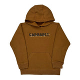 Age 7 Carhartt Spellout Hoodie - Small Brown Cotton