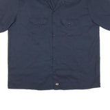 DICKIES Mens Blue Work Shirt 2XL Cotton Blend Short Sleeve Button Up Classic
